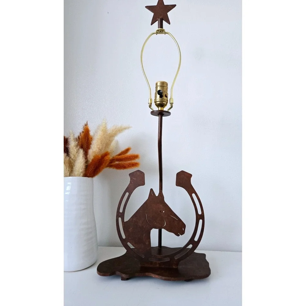 Lucky Horseshoe Table Lamp/Rustic Table Lamp Cabin Style Ranch Made In USA